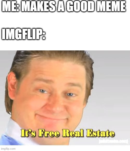It's Free Real Estate | ME: MAKES A GOOD MEME; IMGFLIP: | image tagged in it's free real estate | made w/ Imgflip meme maker