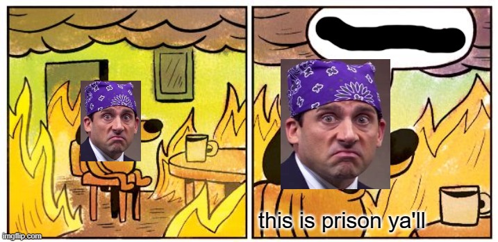 This Is Fine Meme | this is prison ya'll | image tagged in memes,this is fine | made w/ Imgflip meme maker