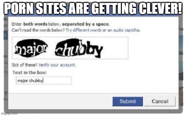 XXX Captcha | PORN SITES ARE GETTING CLEVER! | image tagged in sex joke | made w/ Imgflip meme maker