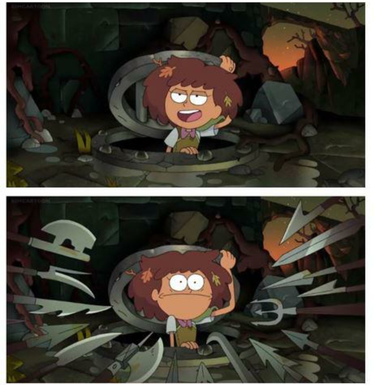 Amphibia anne gets caught in sewer Blank Meme Template
