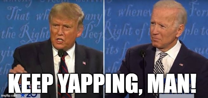 Keep Yapping, Man! | KEEP YAPPING, MAN! | image tagged in joe biden,donald trump,election 2020,presidential debate | made w/ Imgflip meme maker