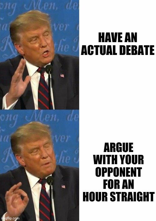 HAVE AN ACTUAL DEBATE; ARGUE WITH YOUR OPPONENT FOR AN HOUR STRAIGHT | image tagged in memes | made w/ Imgflip meme maker
