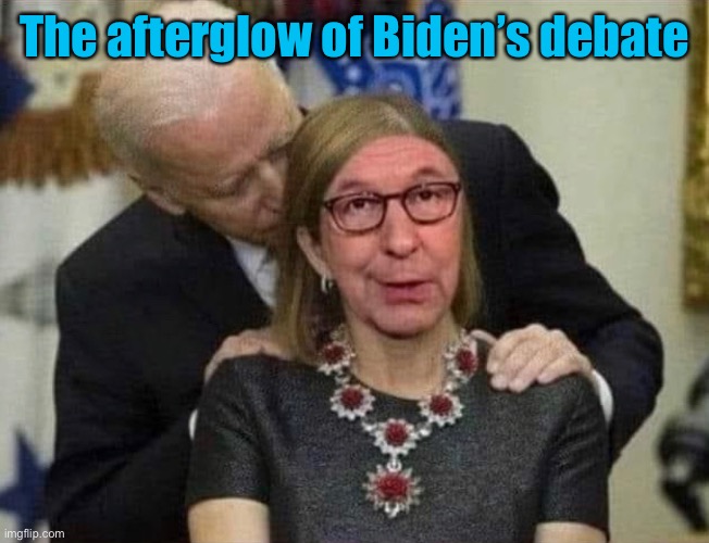 When the cameras shut off Tuesday night | The afterglow of Biden’s debate | image tagged in joe biden,chris wallace,democrat,bias,hair sniff | made w/ Imgflip meme maker