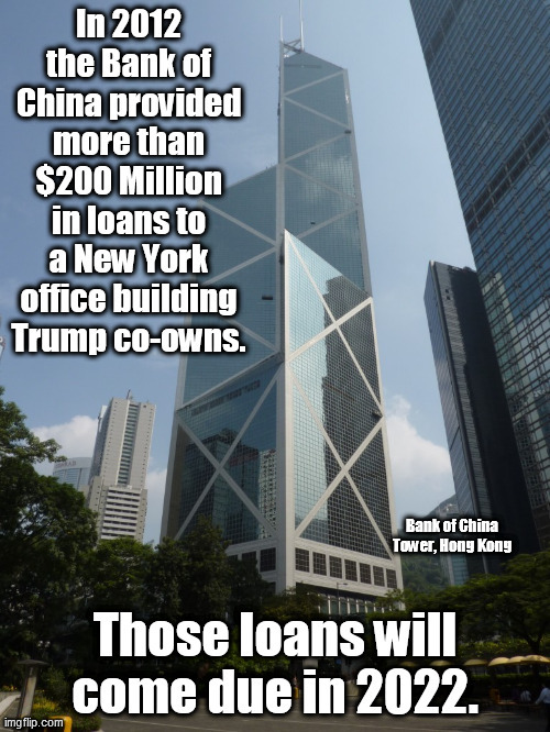Bank of China Tower, Hong Kong | image tagged in trump debt,trump,bankrupt trump,security risk,bank of china | made w/ Imgflip meme maker