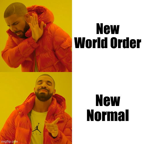 Drake Hotline Bling | New World Order; New Normal | image tagged in memes,drake hotline bling | made w/ Imgflip meme maker