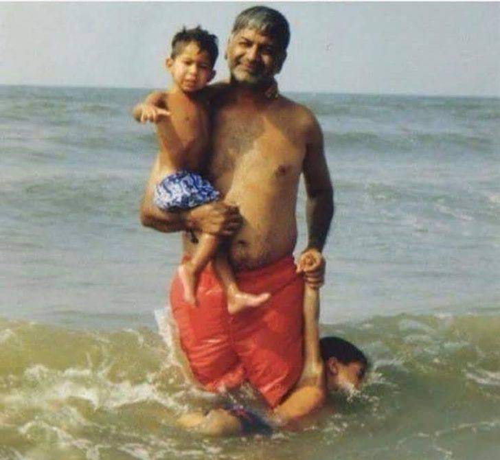 Beach Guy Drowning Kid Blank Meme Template