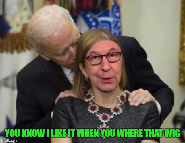 YOU KNOW I LIKE IT WHEN YOU WHERE THAT WIG | image tagged in joe biden,creepy joe biden,sniff,funny | made w/ Imgflip meme maker
