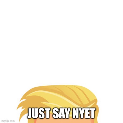 Trump Hair | JUST SAY NYET | image tagged in trump hair | made w/ Imgflip meme maker