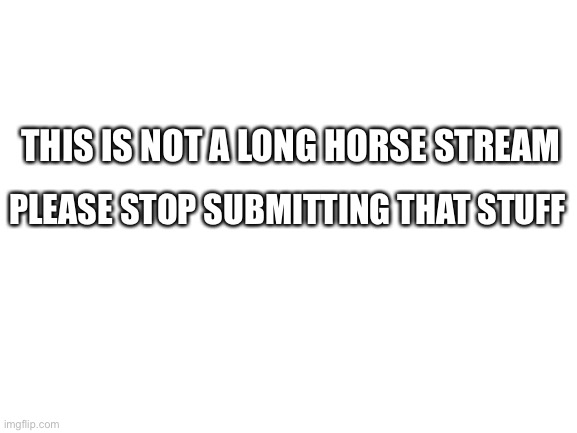 Blank White Template | PLEASE STOP SUBMITTING THAT STUFF; THIS IS NOT A LONG HORSE STREAM | image tagged in blank white template | made w/ Imgflip meme maker