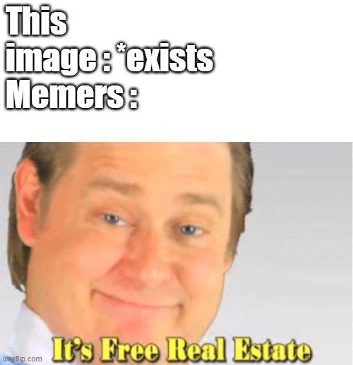 It's Free Real Estate | This image : *exists
Memers : | image tagged in it's free real estate | made w/ Imgflip meme maker
