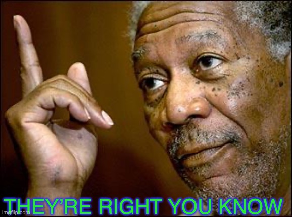 This Morgan Freeman | THEY’RE RIGHT YOU KNOW | image tagged in this morgan freeman | made w/ Imgflip meme maker