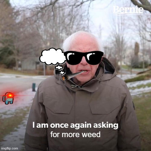 Bernie I Am Once Again Asking For Your Support Meme | for more weed | image tagged in memes,bernie i am once again asking for your support | made w/ Imgflip meme maker