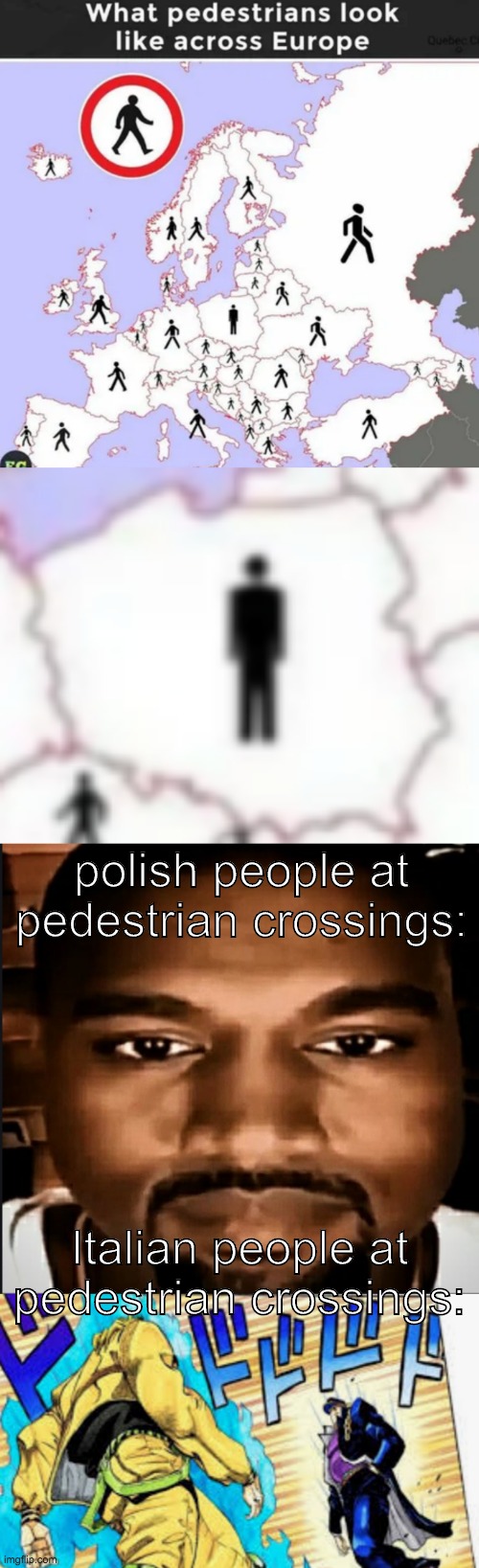Italians do be wide steppin | polish people at pedestrian crossings:; Italian people at pedestrian crossings: | made w/ Imgflip meme maker