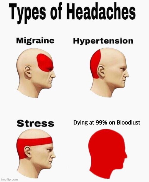 Types of Headaches. |  Dying at 99% on Bloodlust | image tagged in headaches,geometry dash | made w/ Imgflip meme maker