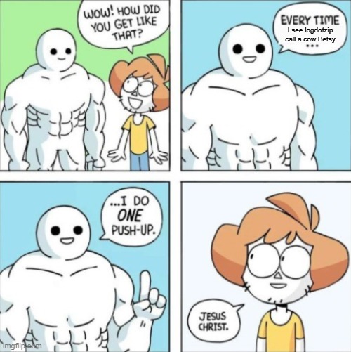 Every time X I do one push-up | I see logdotzip call a cow Betsy | image tagged in every time x i do one push-up | made w/ Imgflip meme maker