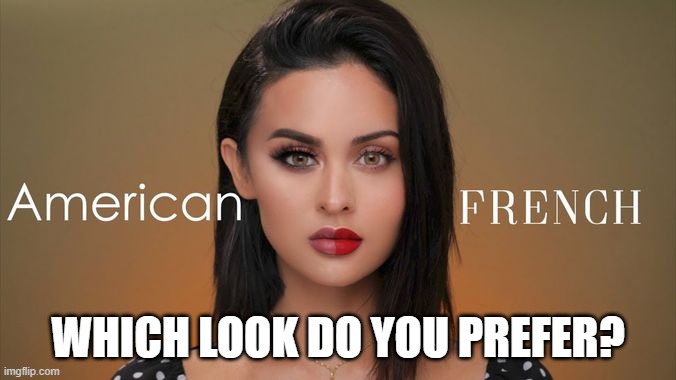 I think both have good points, but I actually do like the French look better. | WHICH LOOK DO YOU PREFER? | made w/ Imgflip meme maker