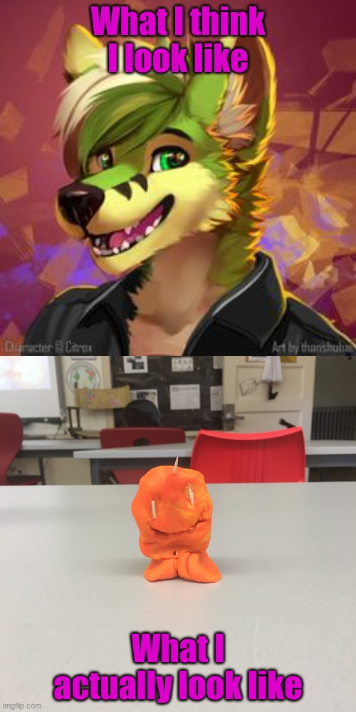 This is what I made in class today | What I think I look like; What I actually look like | made w/ Imgflip meme maker