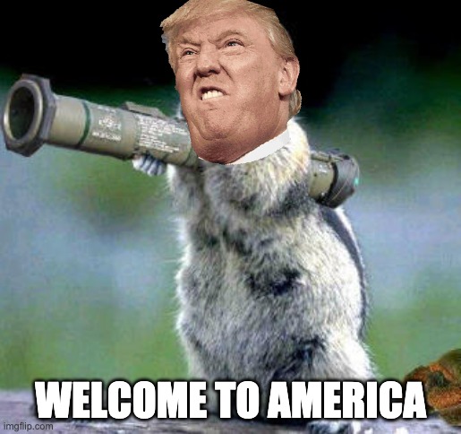 Bazooka Squirrel | WELCOME TO AMERICA | image tagged in memes,bazooka squirrel | made w/ Imgflip meme maker