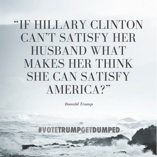 yeaheyah maga nation nvr 4get  why u voted him in 2016 maga | image tagged in hillary clinton can't satisfy her husband,repost,2020 elections,2016 election,sexism,misogyny | made w/ Imgflip meme maker