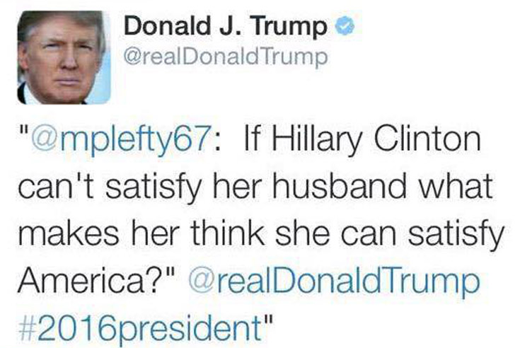 Trump tweet if Hillary Clinton can't satisfy her husband Blank Meme Template