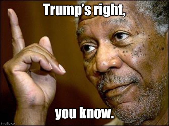 This Morgan Freeman | Trump’s right, you know. | image tagged in this morgan freeman | made w/ Imgflip meme maker