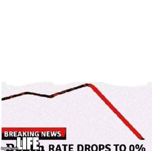 Death rate drops to 0% | LIFE | image tagged in death rate drops to 0 | made w/ Imgflip meme maker