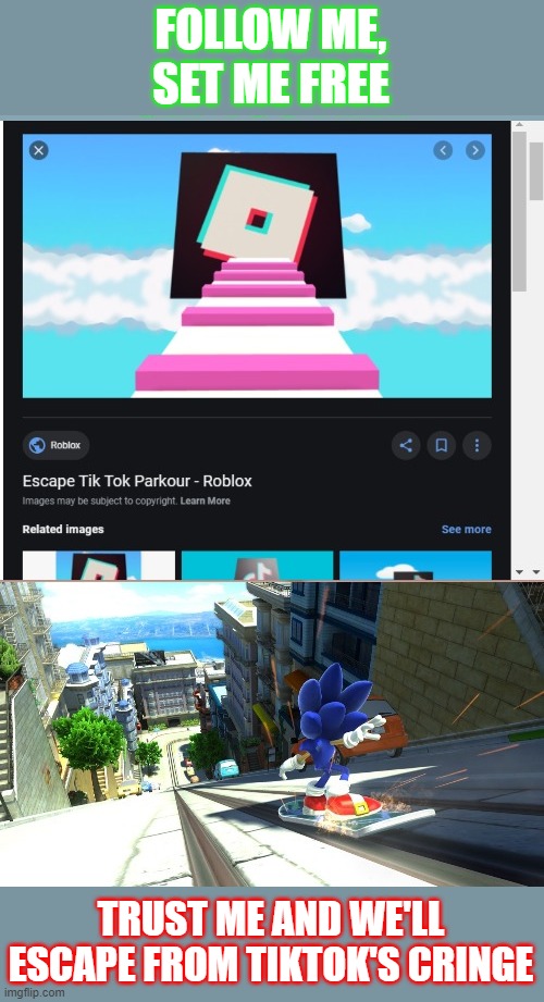 Sa2 Stage 1 Tiktok Escape Imgflip - escape tiktok roblox