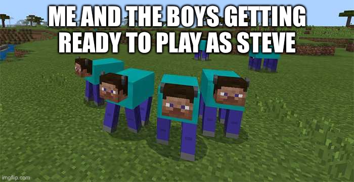 me and the boys | ME AND THE BOYS GETTING READY TO PLAY AS STEVE | image tagged in me and the boys | made w/ Imgflip meme maker