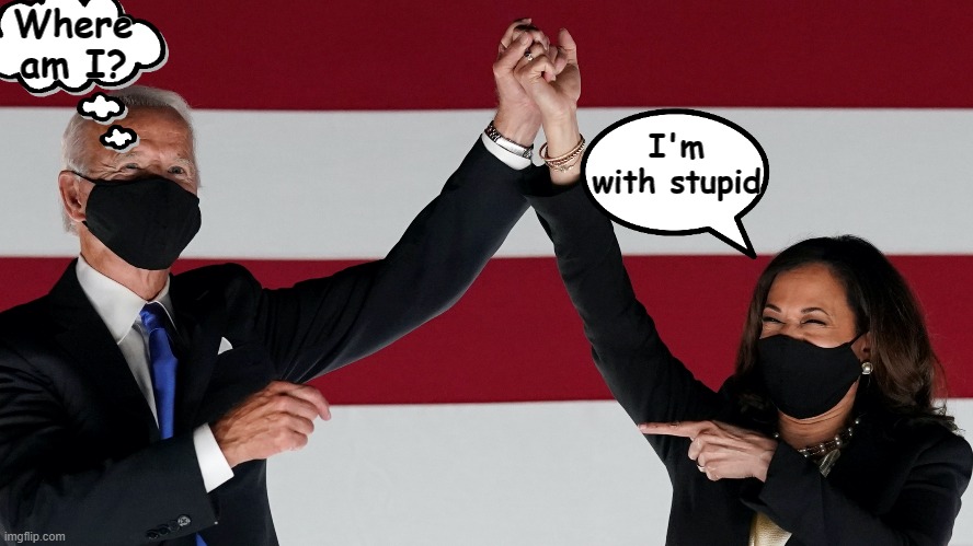 Biden Harris? | Where am I? I'm with stupid | image tagged in biden,harris | made w/ Imgflip meme maker