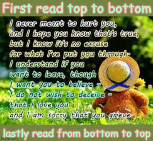 First read top to bottom; lastly read from bottom to top | made w/ Imgflip meme maker