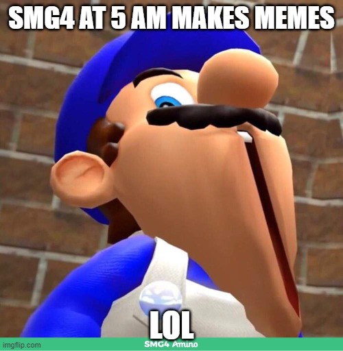 smg4's face | SMG4 AT 5 AM MAKES MEMES; LOL | image tagged in smg4's face | made w/ Imgflip meme maker