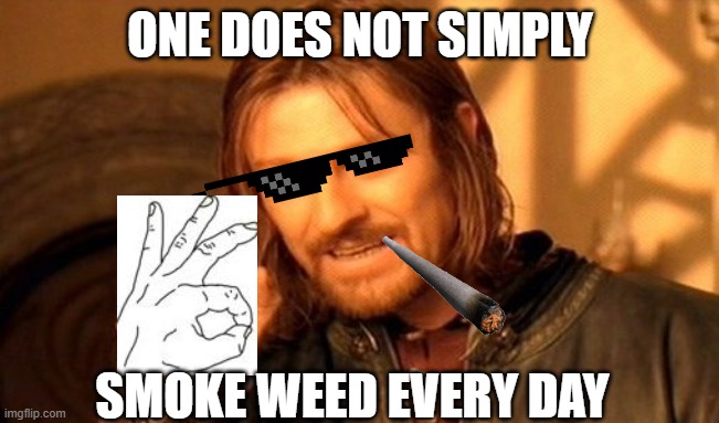 weed | ONE DOES NOT SIMPLY; SMOKE WEED EVERY DAY | image tagged in memes,one does not simply | made w/ Imgflip meme maker