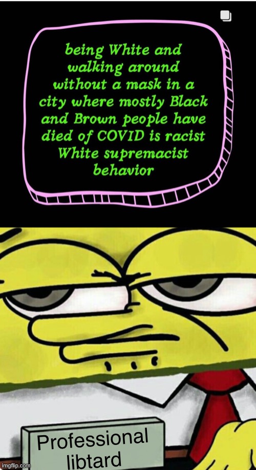 Professional libtard | image tagged in spongebob empty professional name tag | made w/ Imgflip meme maker