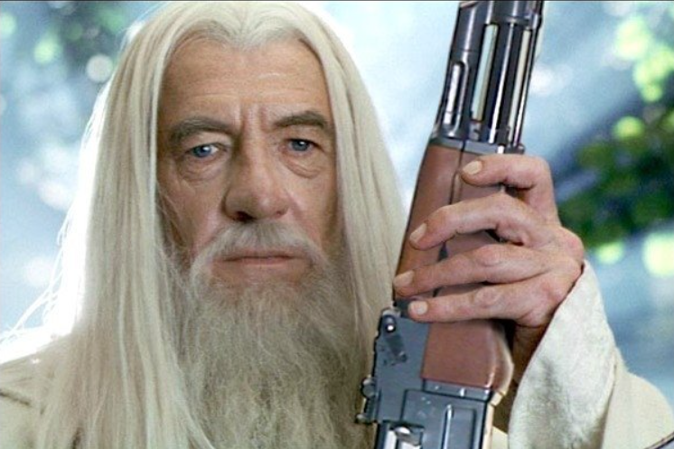 High Quality Gandalf with a shotgun Blank Meme Template