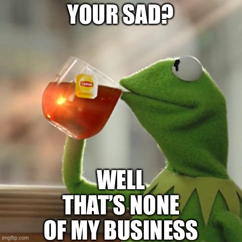 But That's None Of My Business | YOUR SAD? WELL THAT’S NONE OF MY BUSINESS | image tagged in memes,but that's none of my business,kermit the frog | made w/ Imgflip meme maker