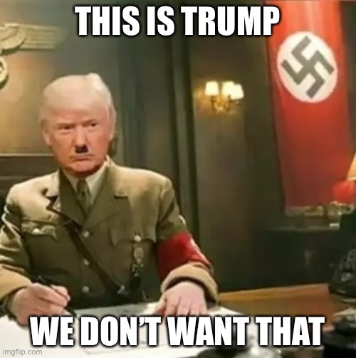Donald Trump Hitler | THIS IS TRUMP; WE DON’T WANT THAT | image tagged in donald trump hitler | made w/ Imgflip meme maker