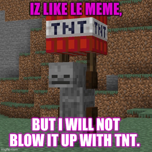 TNT Yeeter | IZ LIKE LE MEME, BUT I WILL NOT BLOW IT UP WITH TNT. | image tagged in tnt yeeter | made w/ Imgflip meme maker
