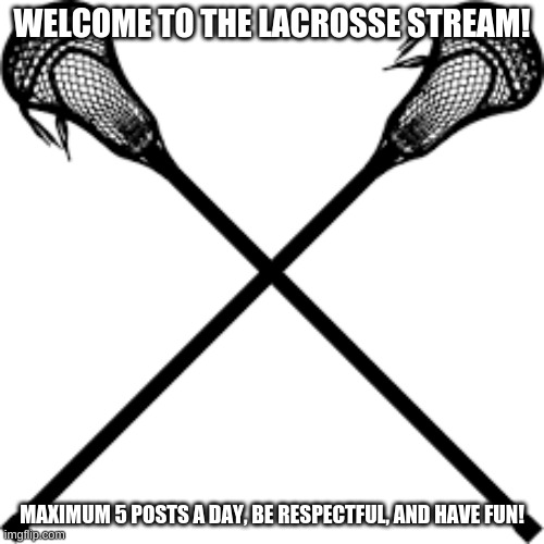 lacrosse_memes_now | WELCOME TO THE LACROSSE STREAM! MAXIMUM 5 POSTS A DAY, BE RESPECTFUL, AND HAVE FUN! | image tagged in lacrosse | made w/ Imgflip meme maker