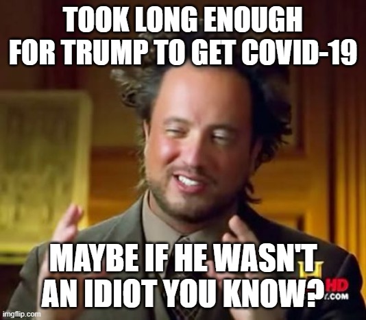 Am I right? Or Am I right? | TOOK LONG ENOUGH FOR TRUMP TO GET COVID-19; MAYBE IF HE WASN'T AN IDIOT YOU KNOW? | image tagged in memes,trump,corona,true | made w/ Imgflip meme maker