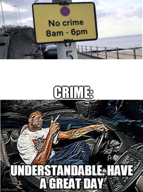CRIME: | image tagged in understandable have a great day | made w/ Imgflip meme maker