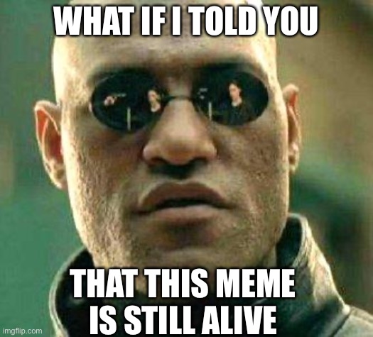 What if i told you | WHAT IF I TOLD YOU; THAT THIS MEME IS STILL ALIVE | image tagged in what if i told you | made w/ Imgflip meme maker