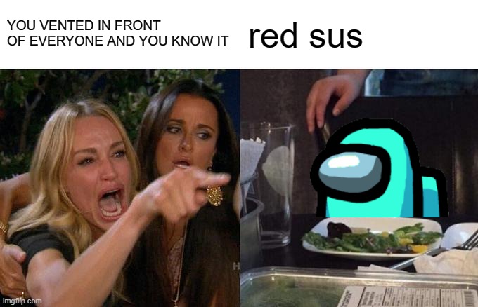 Woman Yelling At Cat | YOU VENTED IN FRONT OF EVERYONE AND YOU KNOW IT; red sus | image tagged in memes,woman yelling at cat | made w/ Imgflip meme maker