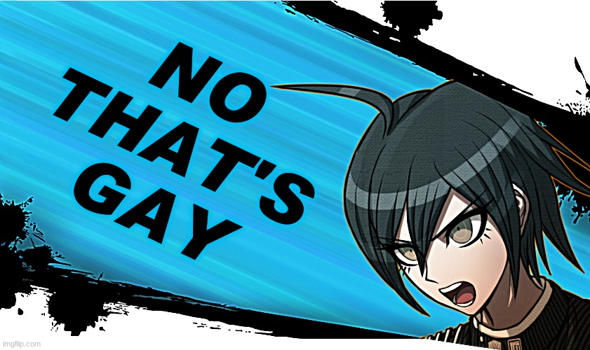 No, that's gay | NO
THAT'S
GAY | image tagged in danganronpa shuichi | made w/ Imgflip meme maker