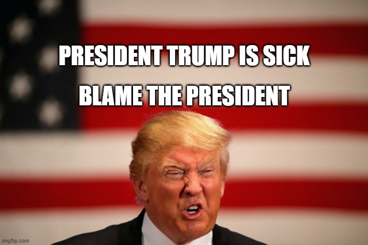 Trump said, "The coronavirus affects virtually nobody." So who is the NOBODY now? | PRESIDENT TRUMP IS SICK; BLAME THE PRESIDENT | image tagged in coronavirus,covid-19,pandemic,trump virus | made w/ Imgflip meme maker