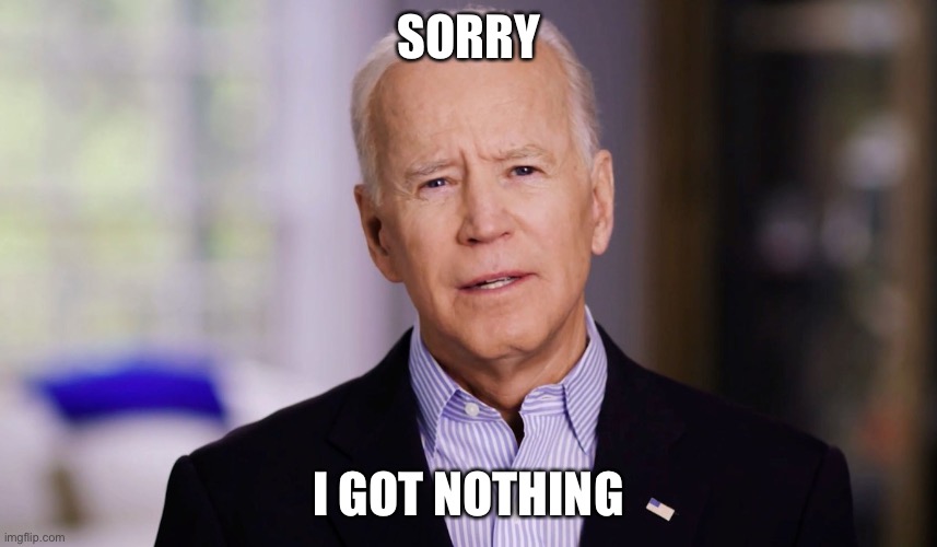 Joe Biden 2020 | SORRY I GOT NOTHING | image tagged in joe biden 2020 | made w/ Imgflip meme maker