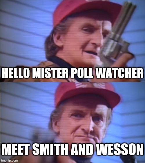 HELLO MISTER POLL WATCHER MEET SMITH AND WESSON | made w/ Imgflip meme maker