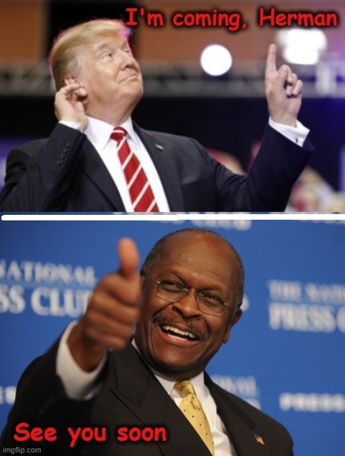 Reunited And It Feels So Good | image tagged in trump,covid,herman cain | made w/ Imgflip meme maker