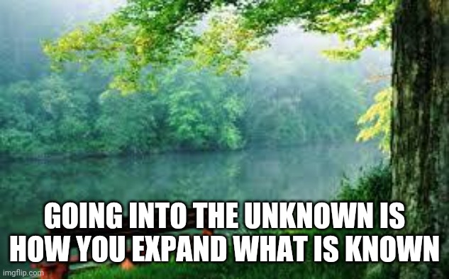 Nature | GOING INTO THE UNKNOWN IS HOW YOU EXPAND WHAT IS KNOWN | image tagged in nature | made w/ Imgflip meme maker