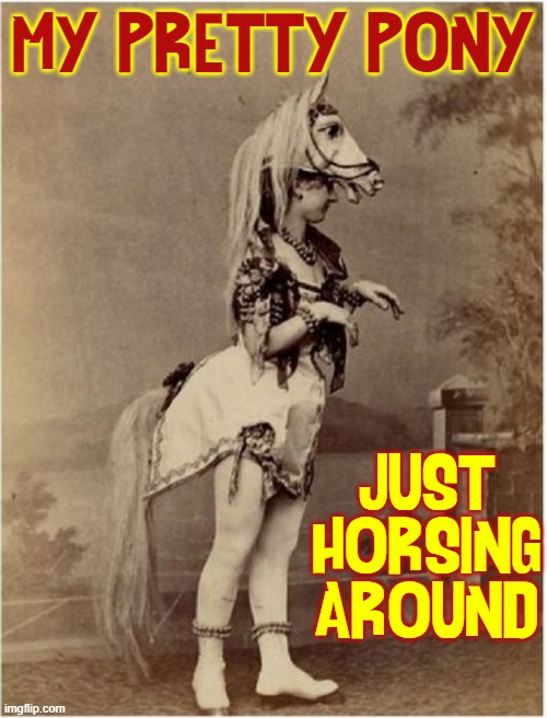A time when the young & foolish had fun being young & foolish | MY PRETTY PONY; JUST HORSING AROUND | image tagged in vince vance,just horsing around,horses,my little pony,memes,cosplay | made w/ Imgflip meme maker