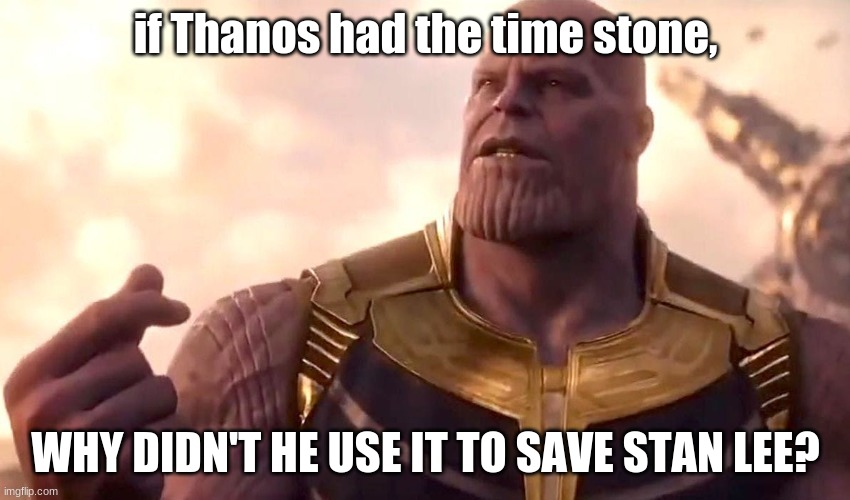 if only |  if Thanos had the time stone, WHY DIDN'T HE USE IT TO SAVE STAN LEE? | image tagged in thanos snap | made w/ Imgflip meme maker